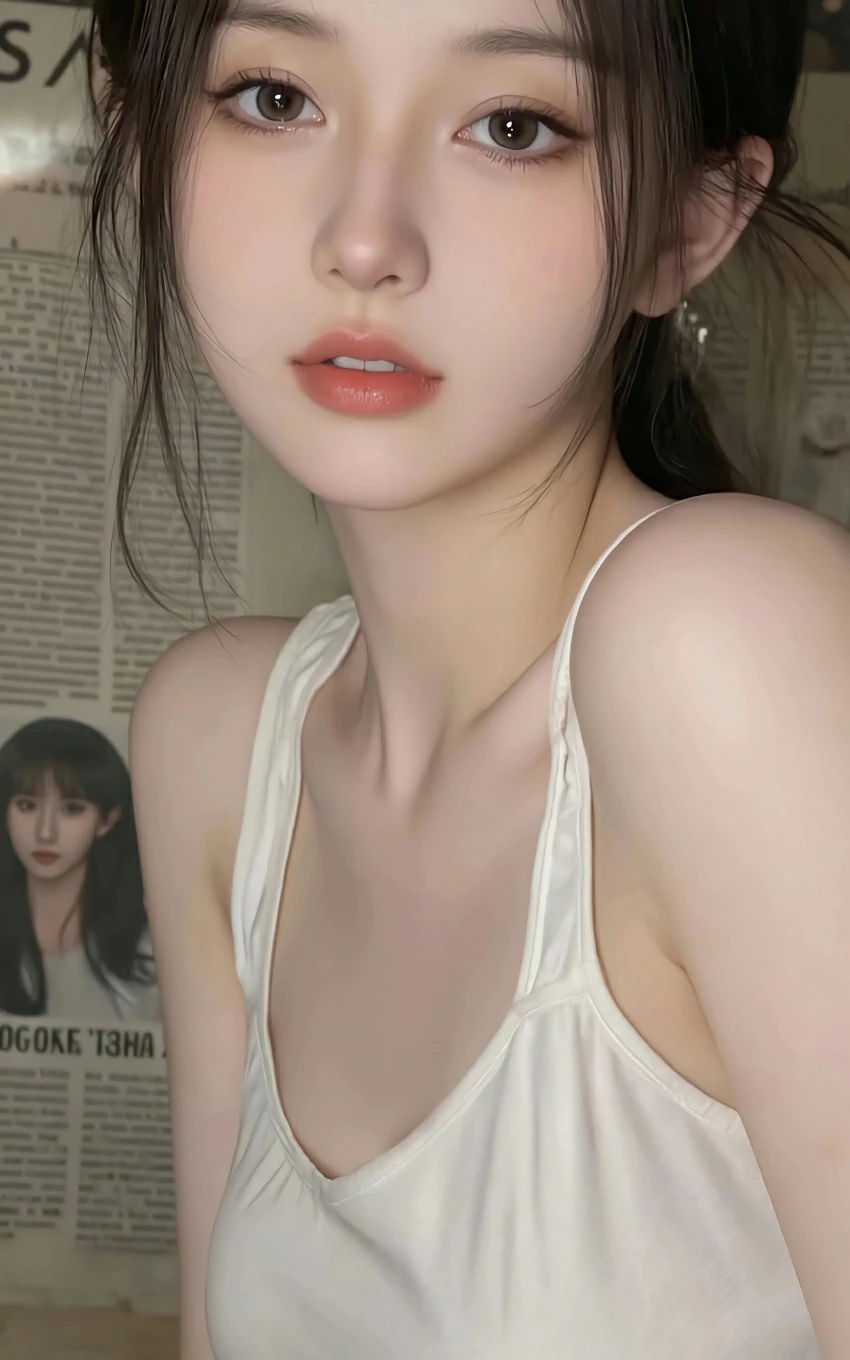 报纸墙可爱女孩4k手机壁纸竖屏