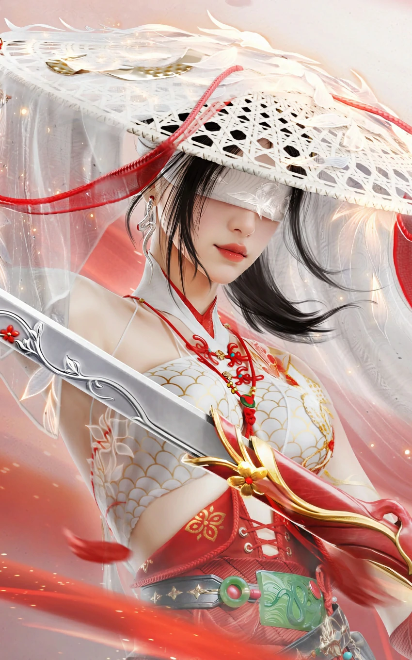 宁红夜 斗笠 长剑 游戏美女 4k手机壁纸竖屏