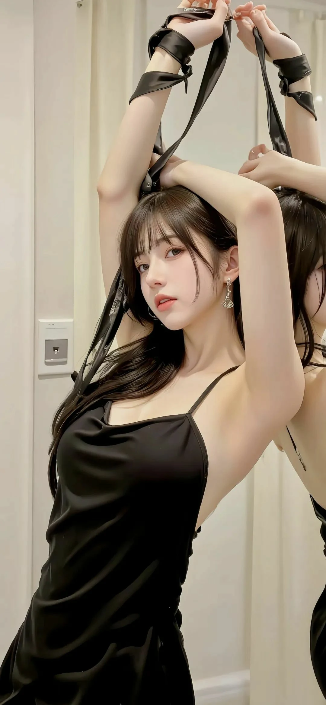 250527极品诱惑黑色吊带裙美女手机壁纸